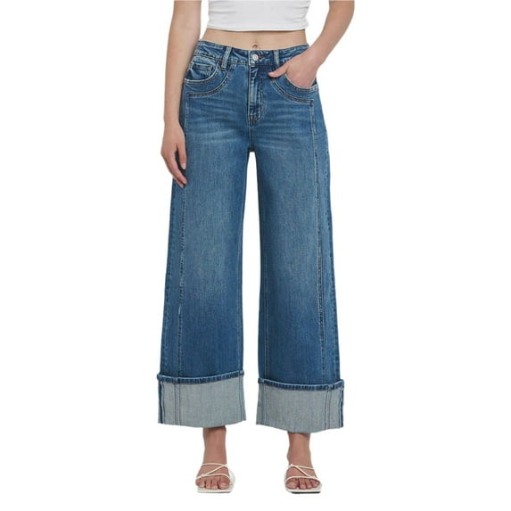 Flying Monkey - Super High Rise Cuffed Baggy Wide Jeans - F5856