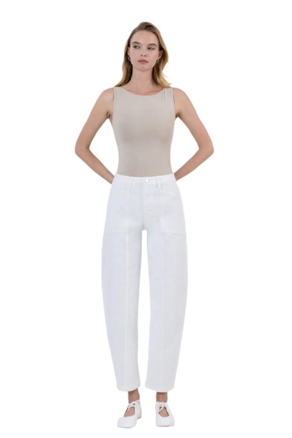 - Super High Rise Panel Detail Barrel Jeans (27.5" Inseam) - F5880