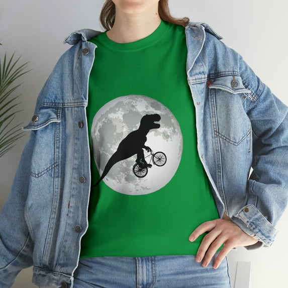 Flying Moon TRex Dinosaur Cycling Bicycle T-Shirt