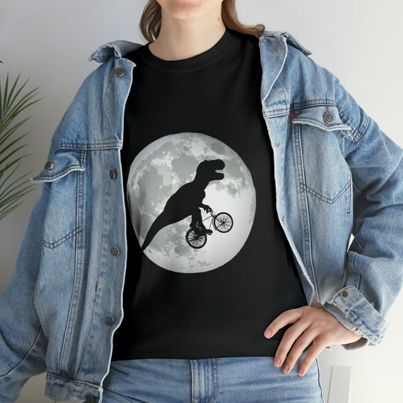 Flying Moon TRex Dinosaur Cycling Bicycle T-Shirt