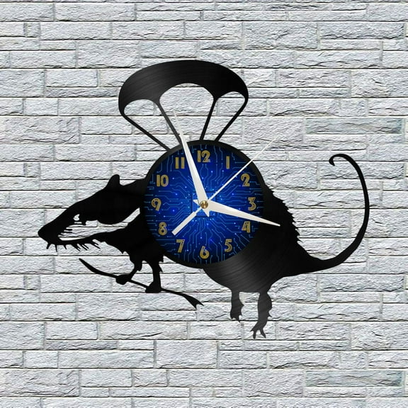Flying Mouse 12 Inch Vinyl Record Wall Clock - Silent, Creative, and Unique Clock for Living Room, Entryway, or Bedroom Decor - Perfect Gift Idea(12 inchs B without LED)