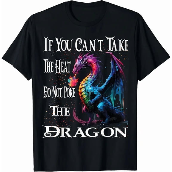 Flying Mythical Creature Cool Dragon Flame Spewing Art Unisex T-Shirt, up to Size 5XL
