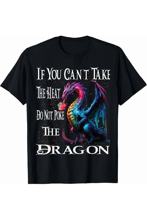 Flying Mythical Creature Cool Dragon Flame Spewing Art Unisex T-Shirt, up to Size 5XL