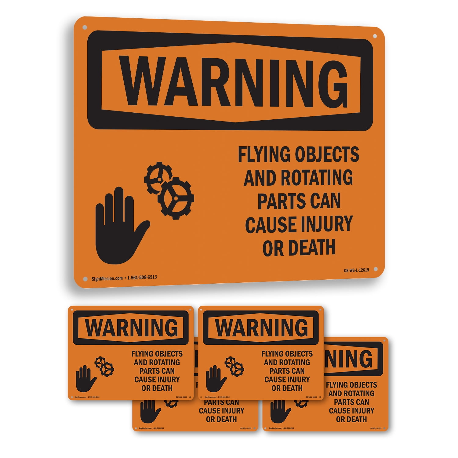 24 Inches Object Flying Objects And Rotating Parts OSHA WARNING Aluminum Sign 24 Inch x ...