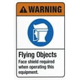 thumbnail image 1 of Flying Objects Face Shield Required When Operating This Equipment Warning Sign, Construction Metal Signs for Business Garage Street Wall Caution Custom Decor 8 x 12 Inch, 1 of 4
