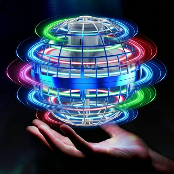 Flying Orb Ball 2025 Toys Soaring Hover Pro Boomerang Galactic Fidget Cool Magic Hand Controlled Mini Drone Cosmic Globe Spinner Safe for 6 7 8 9 10+ Year Old Kids Outdoor Toys (Blue-Silver)