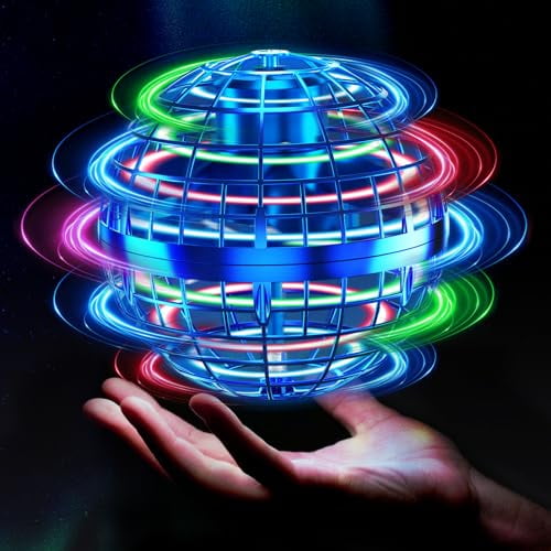 Flying Orb Ball 2025 Toys Soaring Hover Pro Boomerang Galactic Fidget Cool Magic Hand Controlled Mini Drone Cosmic Globe Spinner Safe for 6 7 8 9 10+ Year Old Kids Outdoor Toys (Blue)