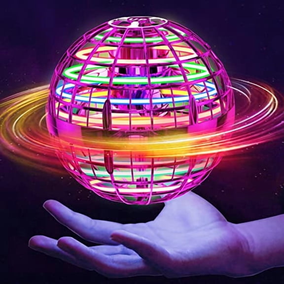 Flying Orb Ball (Pink,2025 Upgraded) with Dazzling Lights,Magic Hover Spinner,Boomerang Drone,Floating Cosmic Globe,Kids Outdoor Toys for 6 7 8 9 10 Year Old Boys Girls