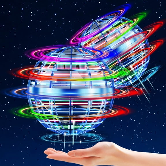 Flying Orb Ball Toys (2Pcs,2025 Upgraded),Hover Ball Boomerang Flying Spinner with Lights,Hand Controlled Mini Drone Magic Hover Spinner,Christmas Birthday Cool Stuff for Boys Girls 6 7 8 9 10+