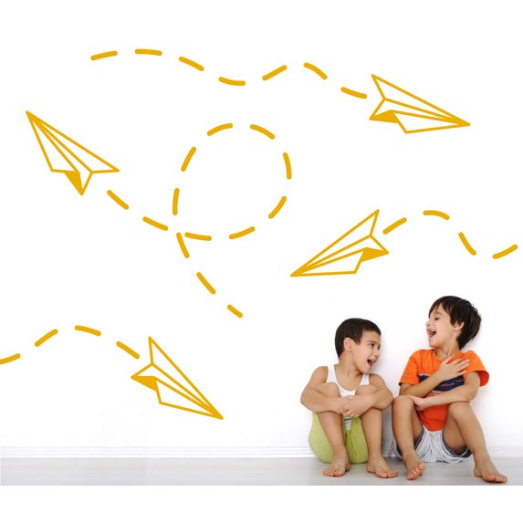 Flying Paper Airplane Kids Modern Wall Art Decal