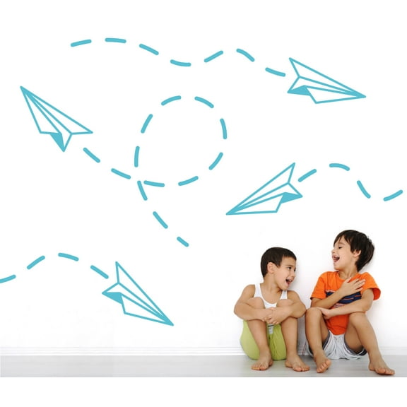 Flying Paper Airplane Kids Modern Wall Art Decal
