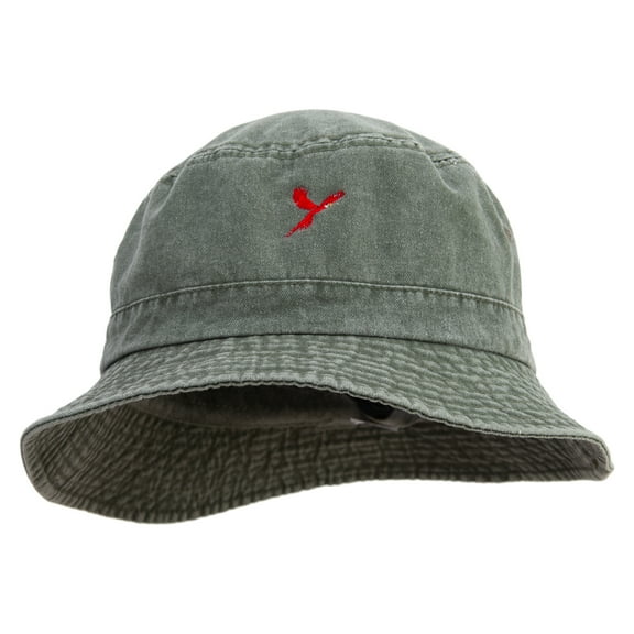 Flying Parrots Logo Embroidered Big Size Washed Hat - Olive XL-2XL