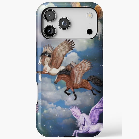 Flying Pegasus Herd In The Sky Fantasy iPhone Case 17 to 11 Pro Max