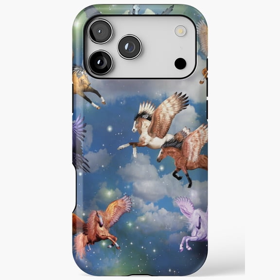 Flying Pegasus In The Night Sky Art iPhone Case 17 through 11 Pro Max