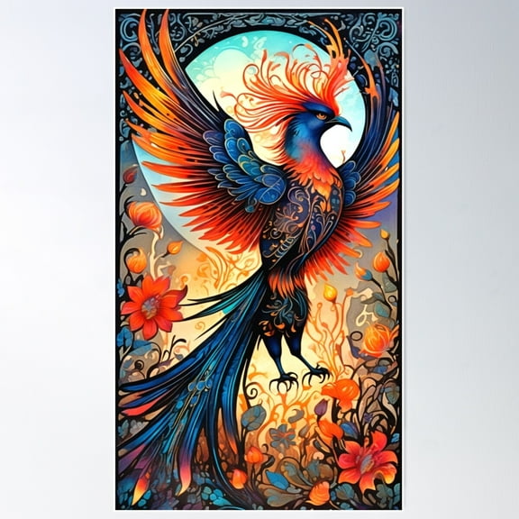 Flying Phoenix Poster Wall Art, Modern Wall Decor For Living Room Bedroom, 8x12 UNFRAMED