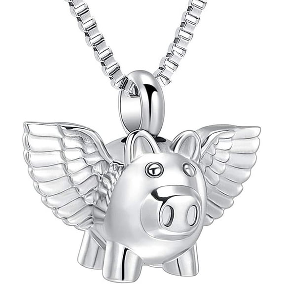 Flying Pig Cremation Jewelry for Ashes Pendant Urn Necklace Stainless Steel Holder Ash for Pet/Human Keepsake Memorial Jewellery