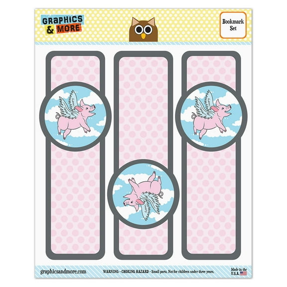 Flying Pig Glossy Laminated Bookmarks - Set of 3