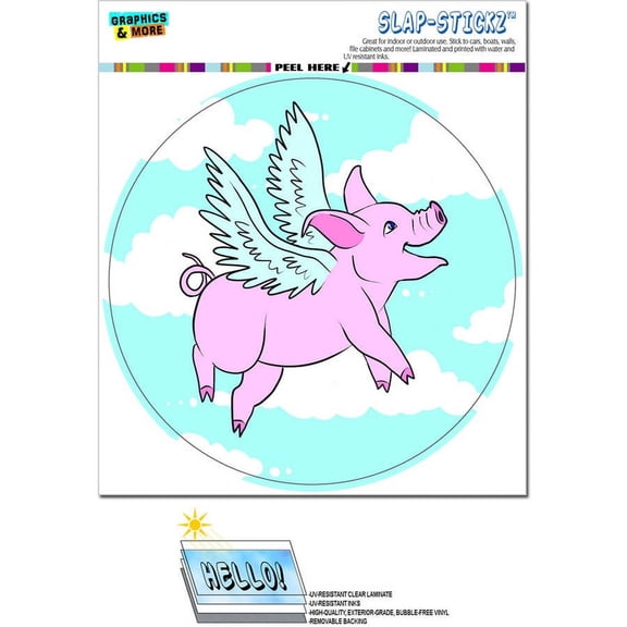 Flying Pig - When Pigs Fly Circle SLAP-STICKZ(TM) Premium Sticker
