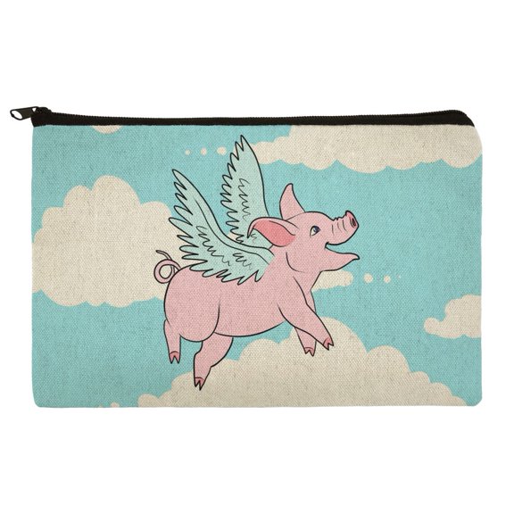 Flying Pig in the Clouds Makeup Cosmetic Bag Organizer Pouch