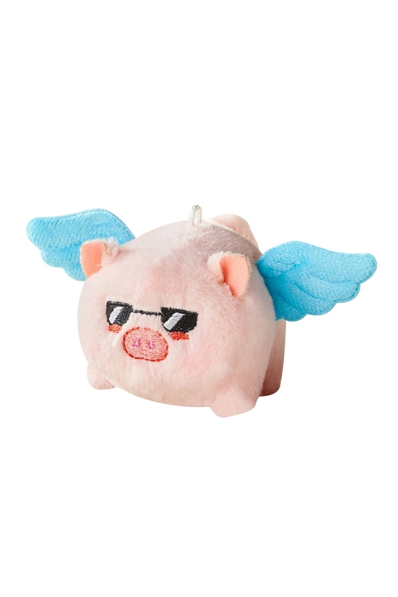 Flying Piggy Plush Keyring Handbag for Key Chain Pendant Tail Wiggly Fuzzy Pig Women Backpack Handbag Decor Girls Favor