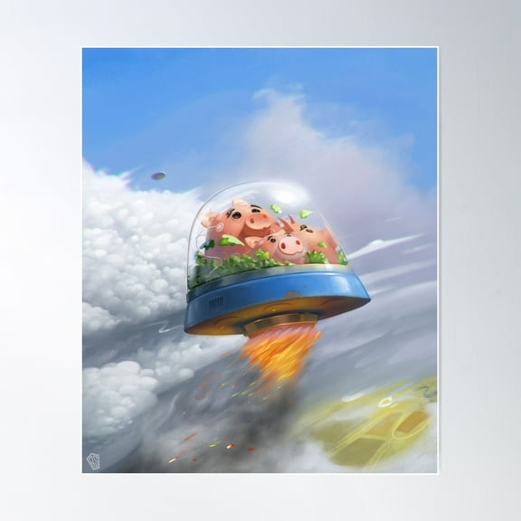 Flying Pigs Poster Wall Art, Modern Wall Decor For Living Room Bedroom, 16x24 UNFRAMED