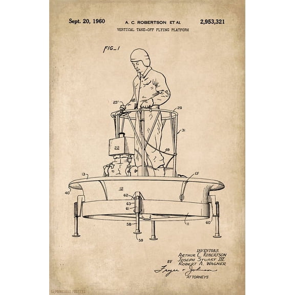 Flying Platform Patent Art Poster Print