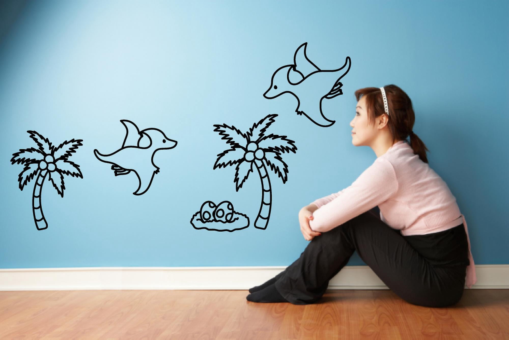 Flying Pterodactyl Dinosaur Wings Dino Jurassic Wall Sticker Art Decal for Girls Boys Kids Room Bedroom Nursery Kindergarten House Fun Home Decor Stickers Wall Art Vinyl Decoration Size (12x17 inch)