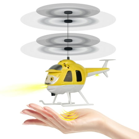 Flying RC Helicopter Toy Hand-Controlled DroneCosmic LED Flying Toys UFO Drone RC Drone Toy for Kids, Yellow