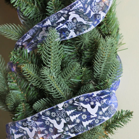 Flying Reindeer Wired Christmas Craft Ribbon
