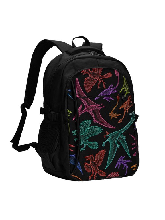 Flying Reptiles Fossil Doodle Laptop Backpack with USB Charging Headphone Port Casual Daypack Bag College Business Travel