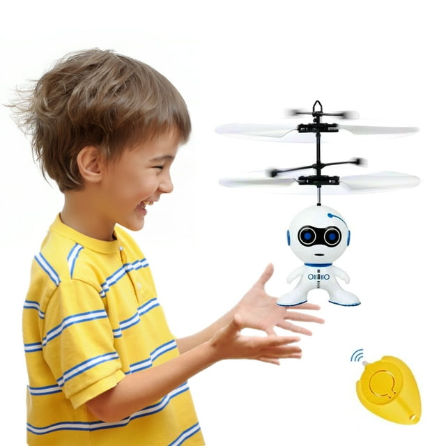 Flying Robot Toy For Age 3 4 5 6 7 Year Kids Boys White Flying Robot