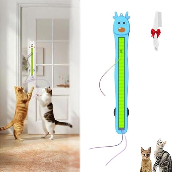 Flying Rope Cat Toy, Automatic Wall Mounted Interactive Cat Toy with Smart 360° Moving String, Electric Indoor Cat Exercise Toy for Hunting, Chasing and Boredom Relief (Blue)