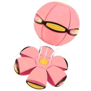 Flying Saucer Ball Magic Deformation UFO Flying Toys, Decompression Outdoor Fun Toys for Boys Girls Kids Gift Pink, No Light
