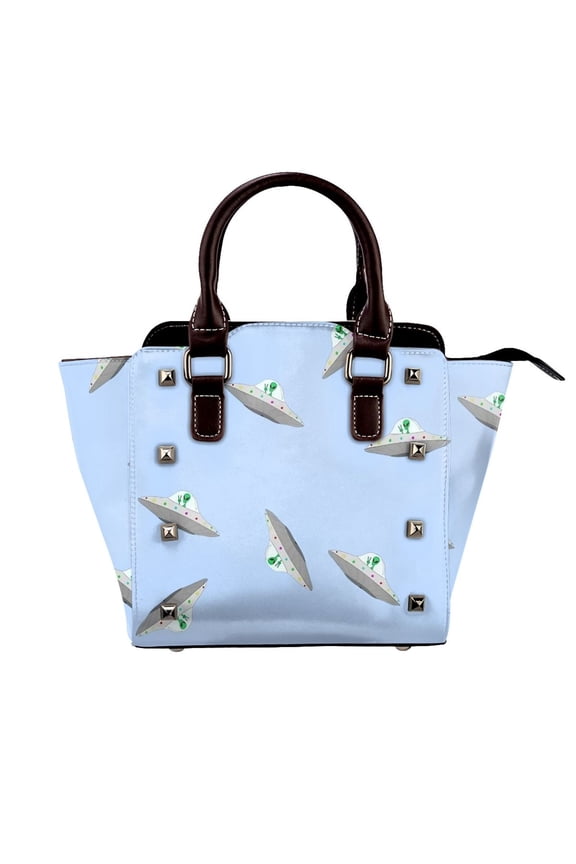 Flying Saucer Peace Alien Rivet Fashion One-Shoulder Women's Handbag Tote Bag