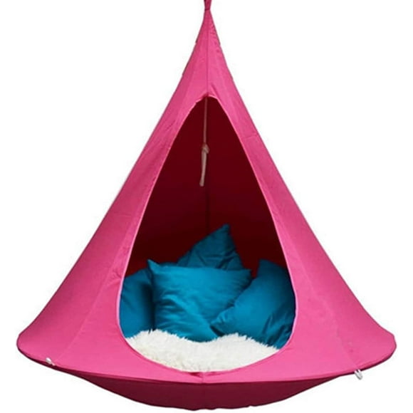 Flying Saucer Shape Hammock Swing Chair Teepee Hammock Stand Garden Outdoors Chair Hanging Swinging Swings Tree Chairs Free Standing for Kids & Adults Indoor Outdoor Hammock Tent,Rose red,100cm