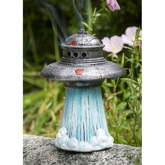 Flying Saucer Spaceship UFO Alien Craft Taking Off Backflow Incense Cone Burner