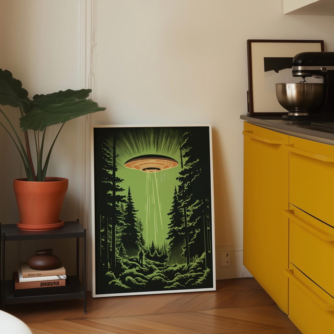 Flying Saucer Ufo In The Forest Atomic Age Alien Invasion Poster ...