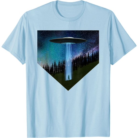 Flying Saucers UFO Abductions Alien Graphic Unisex T-Shirt for Men Women Kids,Light Blue Color,Size L