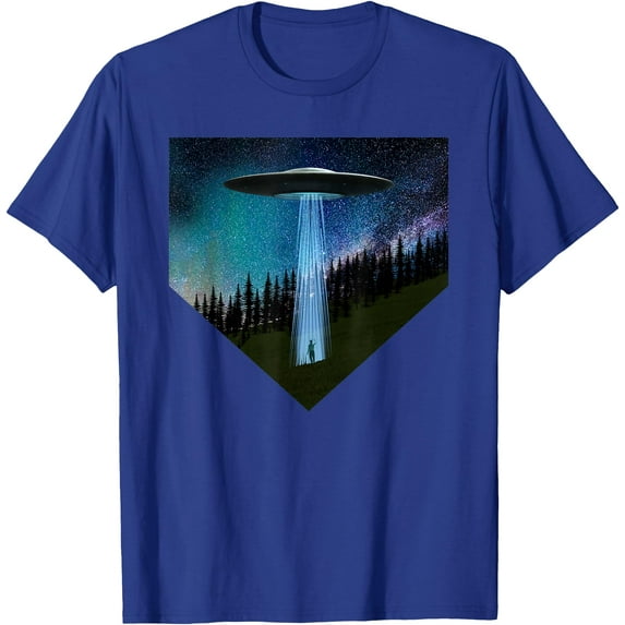 Flying Saucers UFO Abductions Alien Graphic Unisex T-Shirt for Men Women Kids,Royal Blue Color,Size 4XL