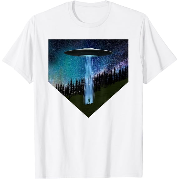 Flying Saucers UFO Abductions Alien Graphic Unisex T-Shirt for Men Women Kids,White Color,Size M