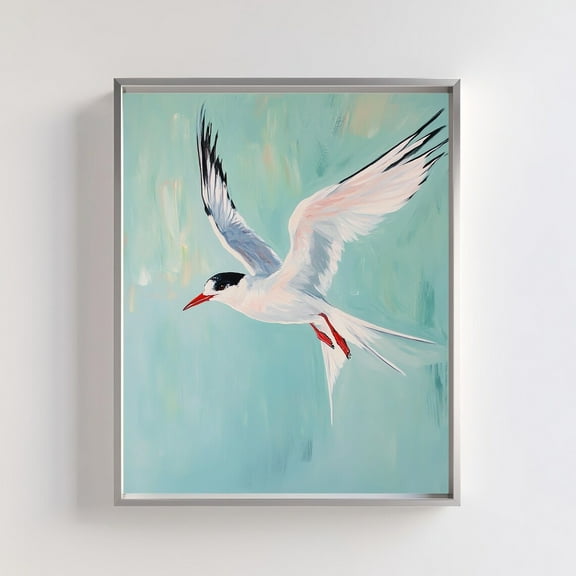 Flying Seabird Unique Art, Elegant Bird In Flight Wall Decor, Coastal Seagull Nature-Inspired Vintage Art Wall Art, Modern Wall Decor, 16x24 UNFRAMED