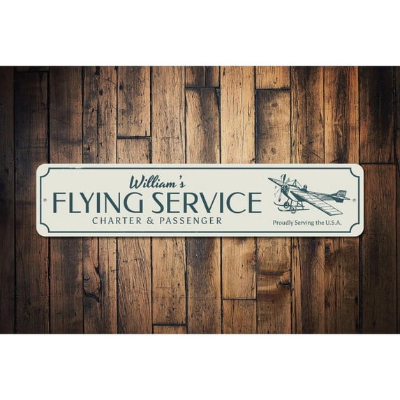Flying Service Novelty Sign, Metal Wall Decor - 4x18 inches