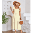thumbnail image 1 of Flying Sleeves Square Neck Off-Shoulder Ruffle Hem Dress,Summer Backless Maxi Dress,Women's Pleated A Line Dress, 1 of 4