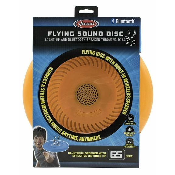 Flying Sound Disc - Light-Up and Bluetooth Speaker Throwing Disc (Orange)
