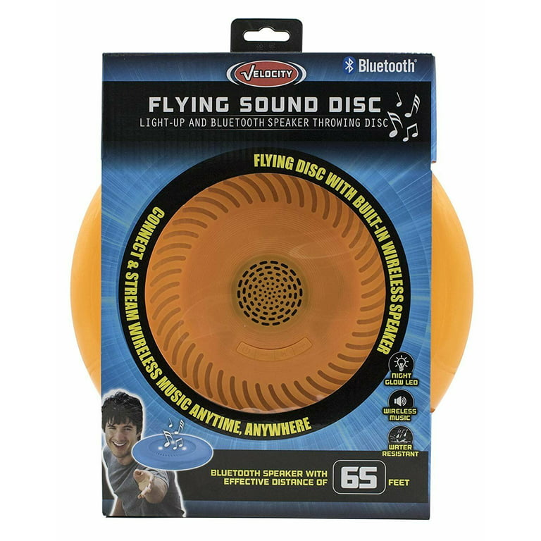 Flying Sound Disc - Light-Up and Bluetooth Speaker Throwing Disc (Orange) 