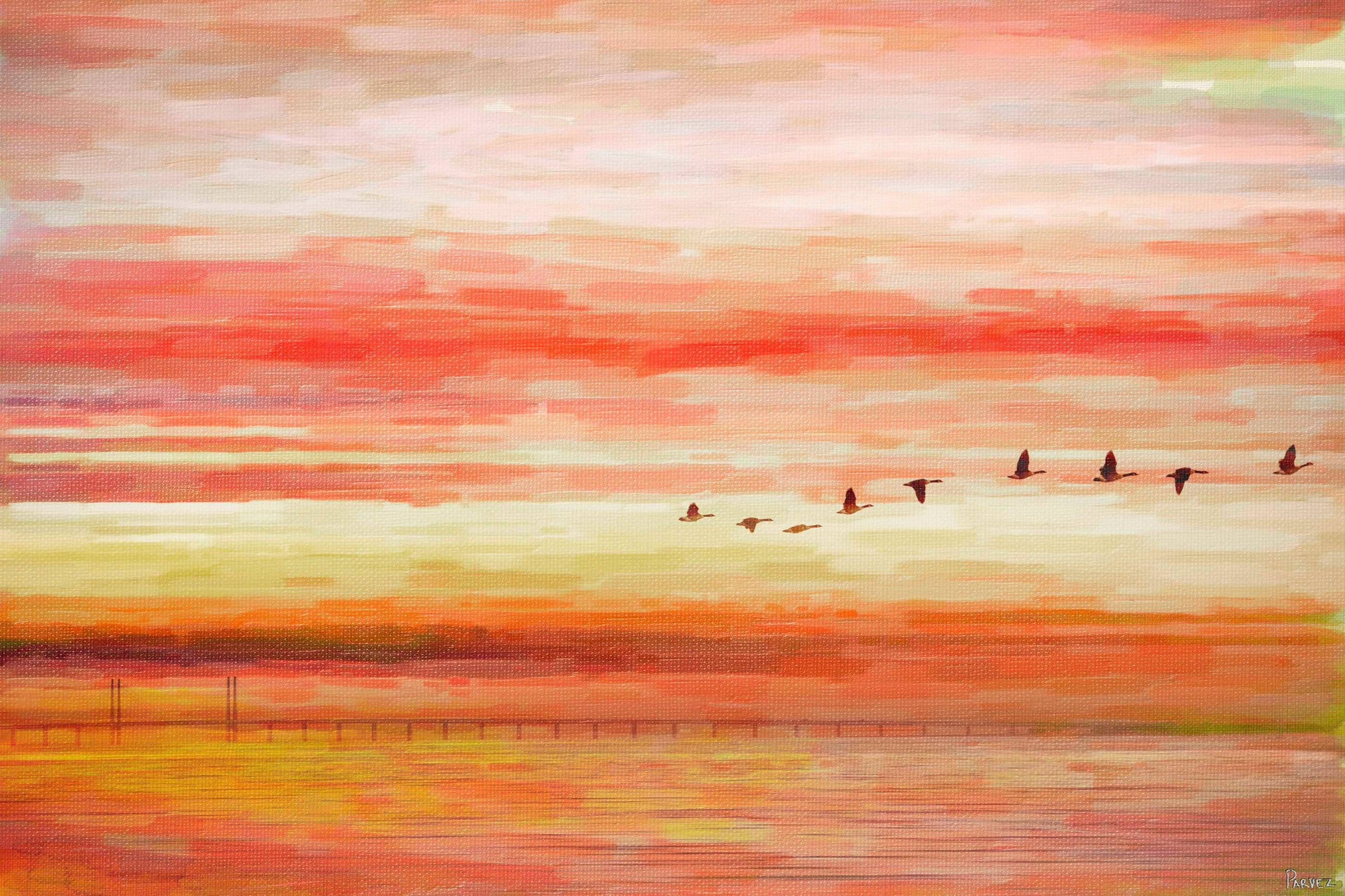 Flying South Painting Print on Wrapped Canvas