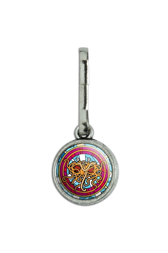 Flying Spaghetti Monster Stained Glass Antiqued Charm Clothes Purse Suitcase Backpack Zipper Pull Aid