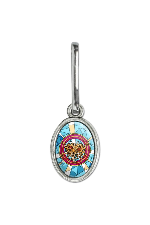 Flying Spaghetti Monster Stained Glass Antiqued Oval Charm Clothes Purse Suitcase Backpack Zipper Pull Aid