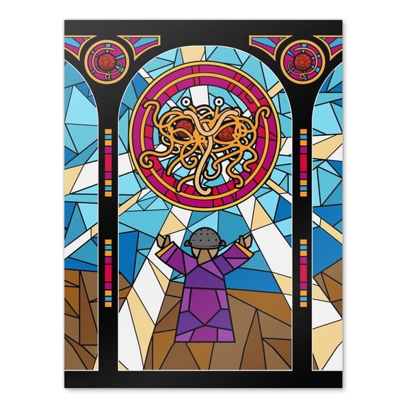 Flying Spaghetti Monster Stained Glass Home Business Office Sign - Poster - 18" x 24" (46cm x 61cm)