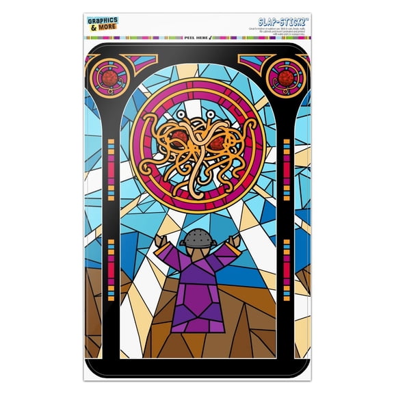 Flying Spaghetti Monster Stained Glass Home Business Office Sign - Window Sticker - 8" x 12" (20.3cm x 30.5cm)